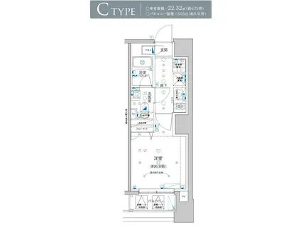 LAULEA YOKOHAMA(1K/2階)の間取り写真