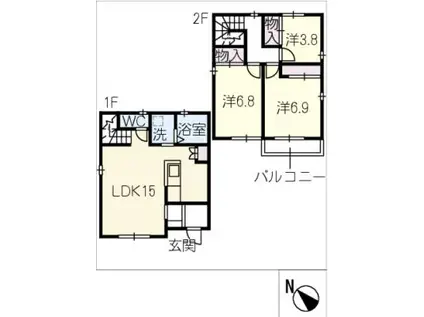 G・H羽島中央 C棟(3LDK/2階)の間取り写真