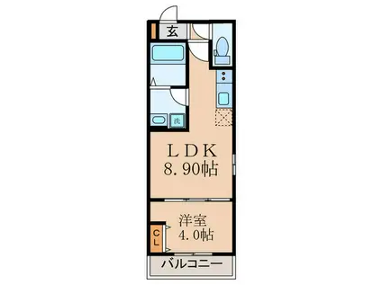 山科区東野北井ノ上町AP(1LDK/2階)の間取り写真