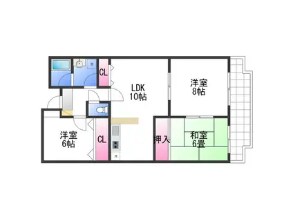 オリーブ中庄(3LDK/4階)の間取り写真
