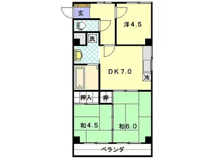 サンシャイン佐々木(3DK/3階)の間取り写真