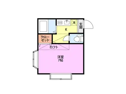 ホワイトハウス(1K/2階)の間取り写真