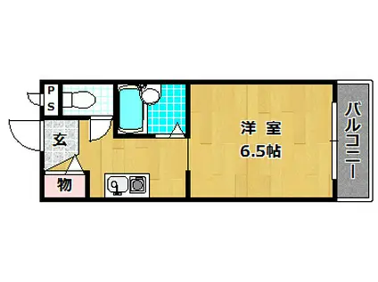 ボー・アルブル枚方長尾II(1K/1階)の間取り写真