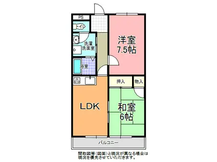 ル・アムール(2LDK/2階)の間取り写真