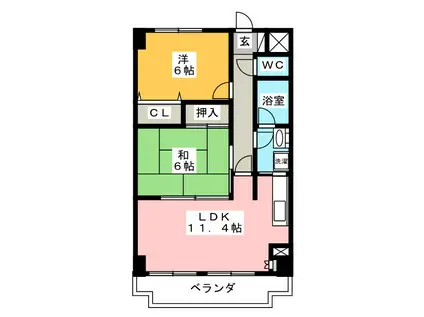 モンヴェール東戸塚(2LDK/2階)の間取り写真