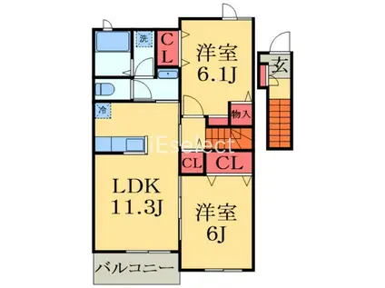 スローフォレストII(2LDK/2階)の間取り写真