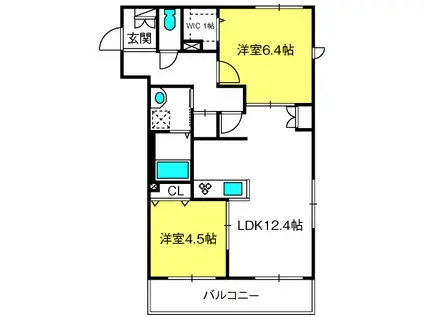 シャルマン南鳩ヶ谷(2LDK/2階)の間取り写真