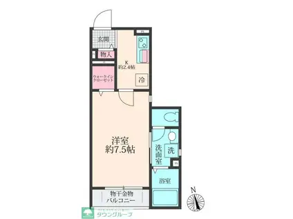 エイト唐木田(1K/1階)の間取り写真