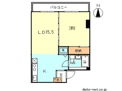 グランバトーM(1LDK/4階)の間取り写真