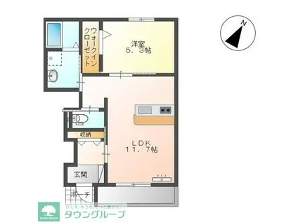 ラ・リューヌ(1LDK/1階)の間取り写真