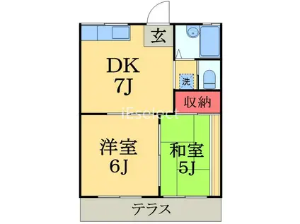 エステートピアMOBARA(2DK/1階)の間取り写真