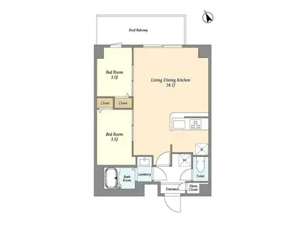 アルファコート青井(2LDK/4階)の間取り写真