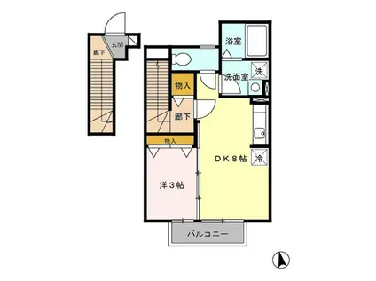 プログレッソA(1DK/2階)の間取り写真