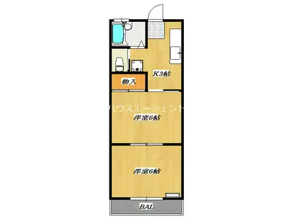 プルミエールマンション(2K/3階)の間取り写真