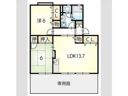ヤマイチPLAZAセジュール2番館(2LDK/1階)の間取り写真