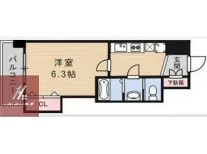 LUXE緑橋(1K/2階)の間取り写真