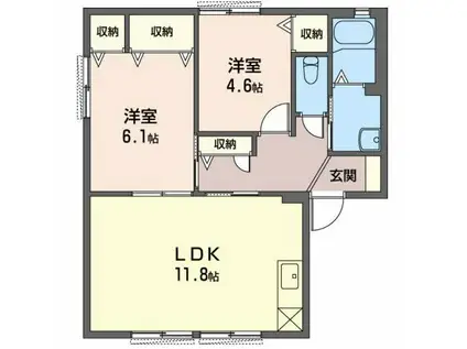 アーリー・バード B(2LDK/1階)の間取り写真