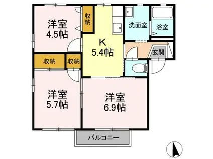 ヴィクトリータウン C(3K/2階)の間取り写真