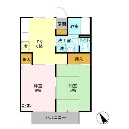 セジュール蘭(2DK/2階)の間取り写真