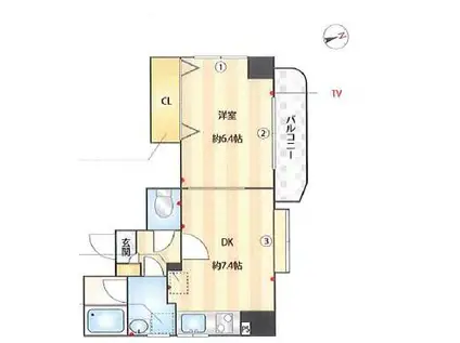 FINE COURT MARUNAKA(1DK/3階)の間取り写真