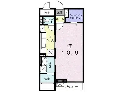 アペックス大道(1K/1階)の間取り写真