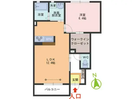 グランクラセ成和 A棟(1LDK/1階)の間取り写真