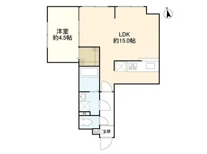 ウェルスクエアイズム三軒茶屋サウス(1LDK/3階)の間取り写真