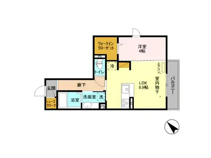 レーヴマニフィック南柏(1LDK/2階)の間取り写真