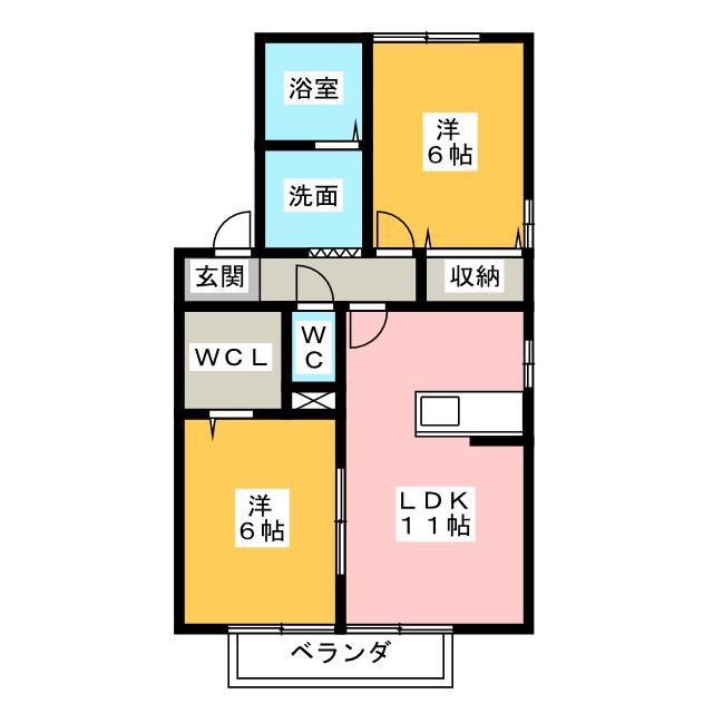 リビングタウン家代の里D(2LDK/2階)の間取り写真