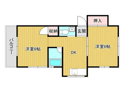 サニーハイツ(2DK/1階)の間取り写真