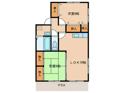 コーポ津屋崎(2LDK/1階)の間取り写真