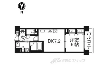 ルーシア四条烏丸(1DK/3階)の間取り写真