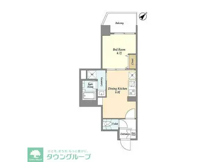 グランカーサ西葛西(1DK/7階)の間取り写真