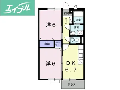 ジェニーハイツ(2DK/1階)の間取り写真