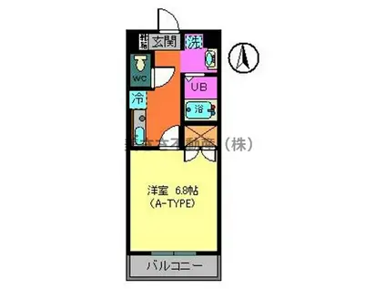 トレセリア暁町(1K/2階)の間取り写真