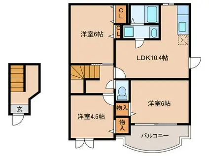 エクセルコート美和2(3LDK/2階)の間取り写真