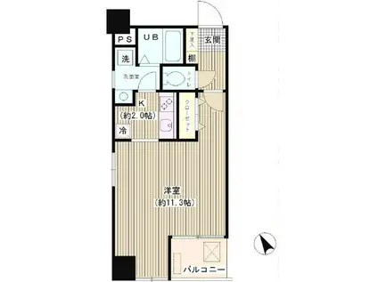 グラン ジャード(1K/4階)の間取り写真