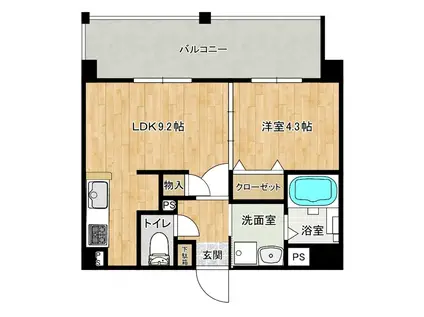 ラ・クラセーヴァ下関藤附(1LDK/1階)の間取り写真