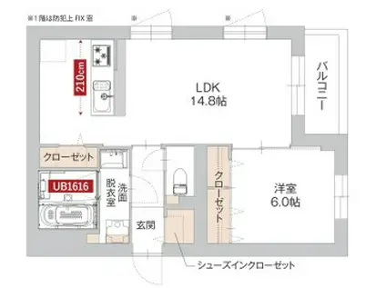 サン・ユイット(1LDK/2階)の間取り写真