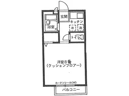 サンステート若林(1K/1階)の間取り写真