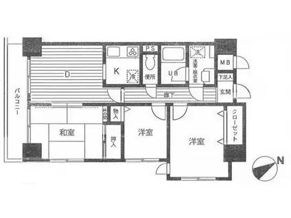 ダイアパレス鶴見中央(3DK/4階)の間取り写真