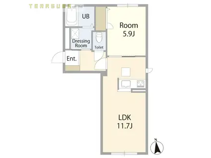 リラフォートA棟(1LDK/2階)の間取り写真