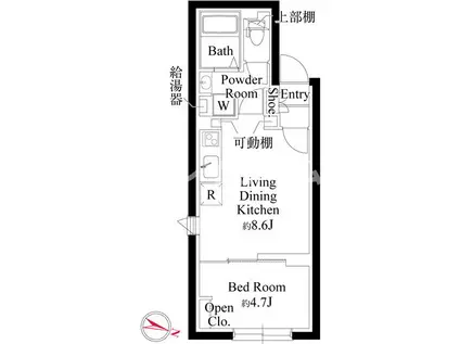 カーサピアッツァ品川イースト(1LDK/4階)の間取り写真