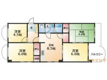 ロイヤルハウス(4DK/4階)の間取り写真