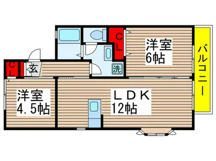ローズハイムA(2LDK/2階)の間取り写真