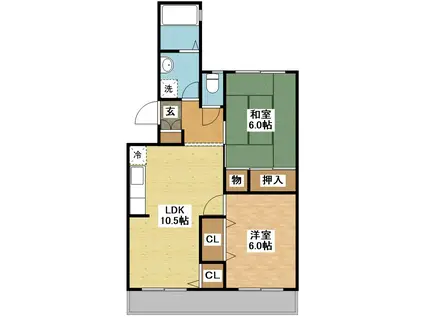 高島第2ビル(2LDK/3階)の間取り写真