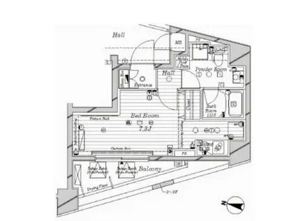 メインステージ中目黒(ワンルーム/8階)の間取り写真