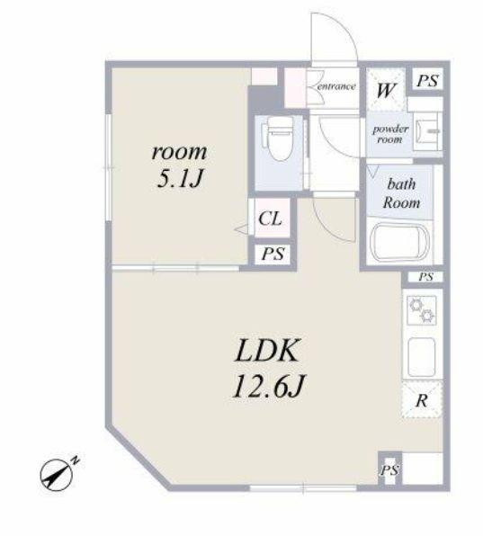 エルファーロ赤坂(1LDK/B1階)の間取り写真
