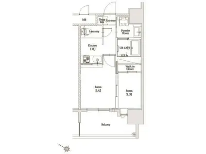 エンクレスト博多駅前ART(2K/7階)の間取り写真