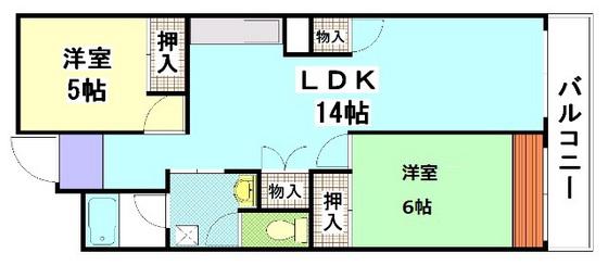 牛田みのりマンション(2LDK/4階)の間取り写真